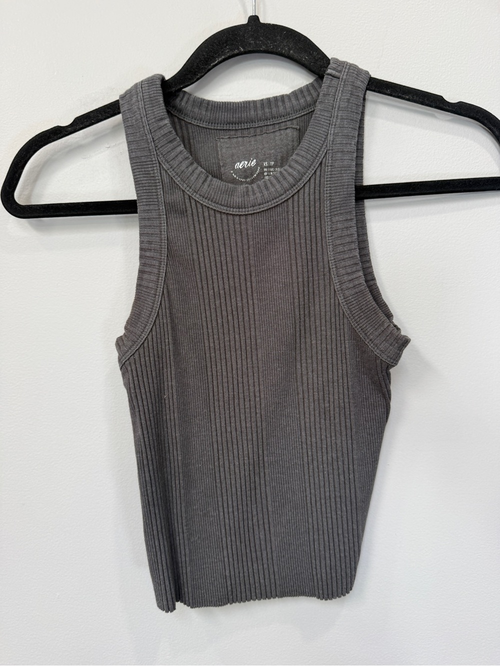 aerie Ribbed Tank Top - Charcoal